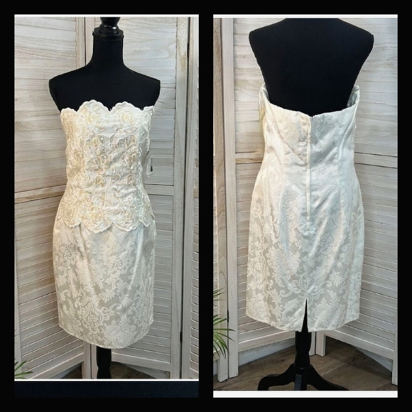 Jessica McClintock Gunne Sax Vintage 80's Strapless Prom Mini‎ dress - Picture 2 of 2
